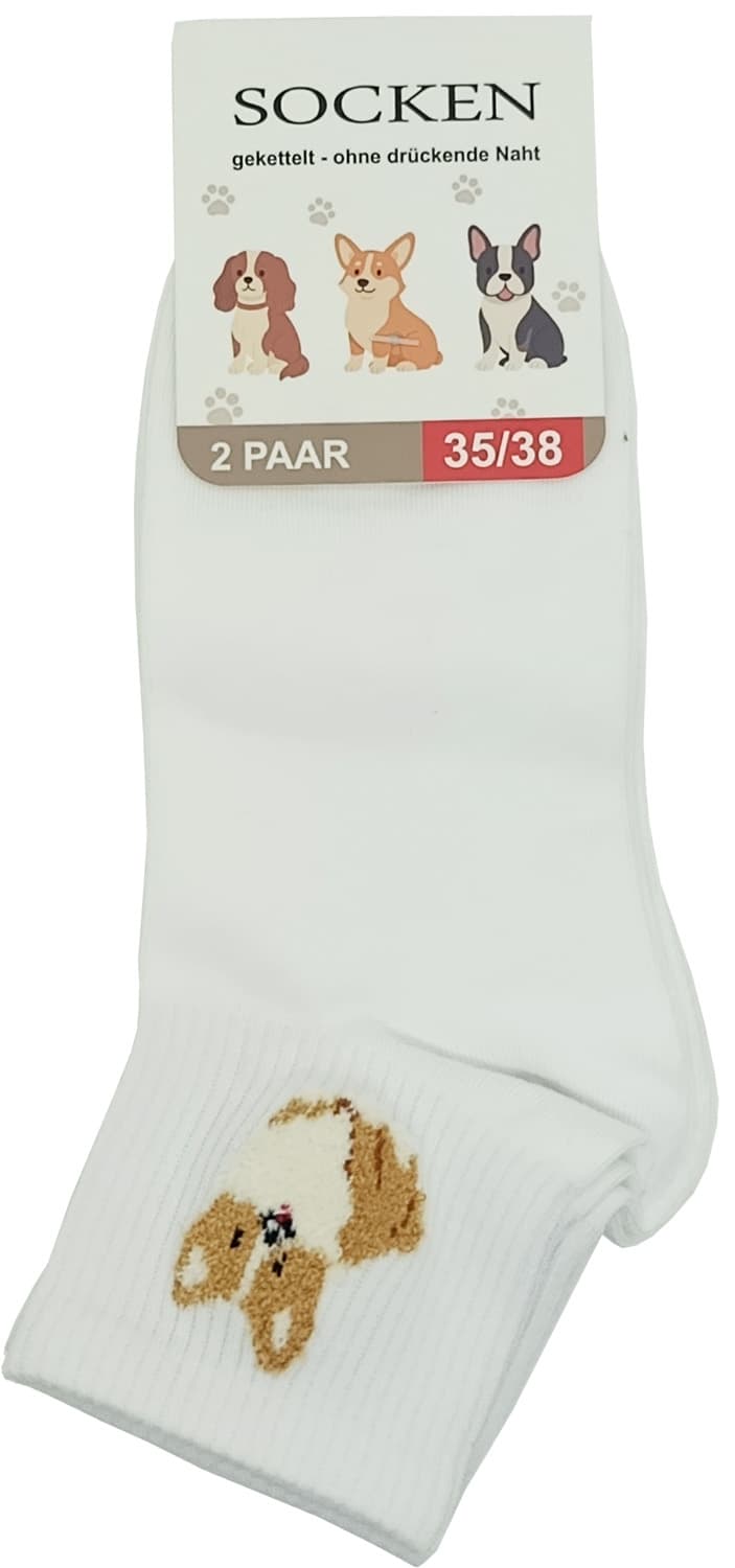 Damen Kurzsocken Hunde 2er Pack