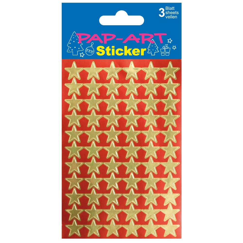 PAP-ART Sticker Sterne klein gold Goldfolie 3 Blatt