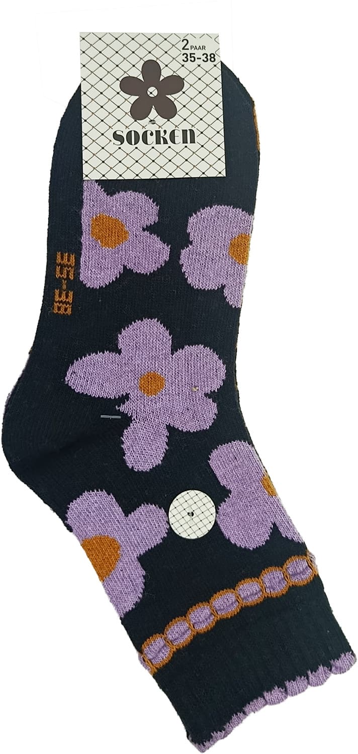 Damen Socken Blumendesign 2er Pack