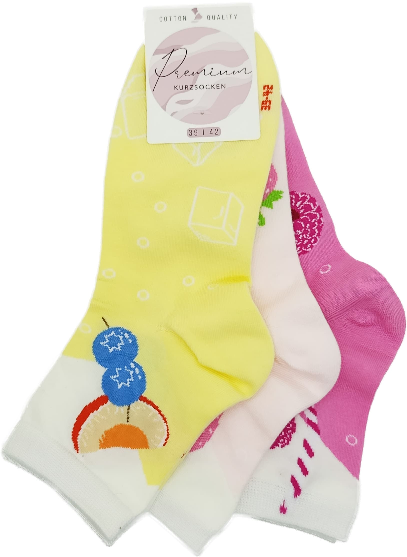 Damen Kurzsocken Cocktail 3er Pack