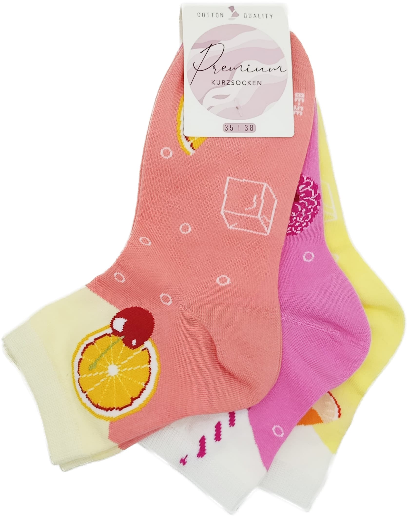 Damen Kurzsocken Cocktail 3er Pack