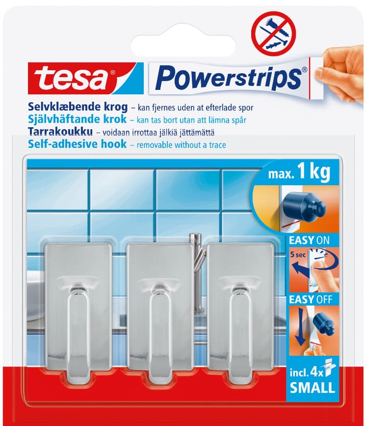 tesa Powerstrips® Haken ablösbar classic chrom