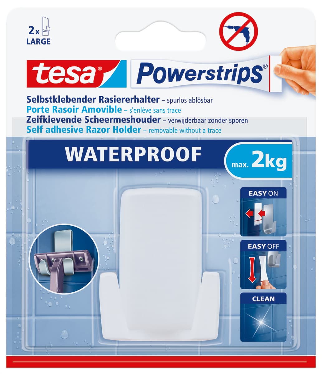 tesa Powerstrips® Waterproof Rasierhalter Wave weiß