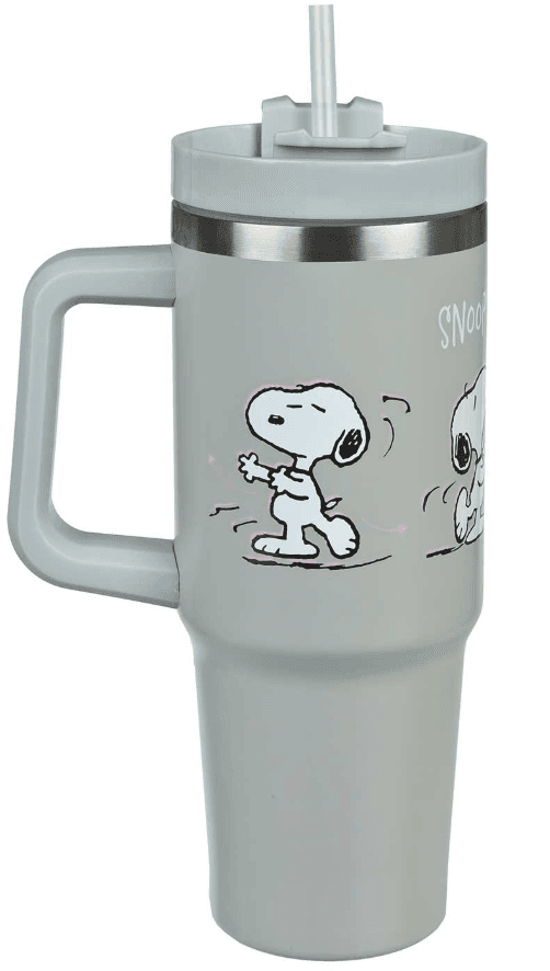Undercover Peanuts Snoopy Isolierbecher mit Griff und Trinkhalm, 880 ml