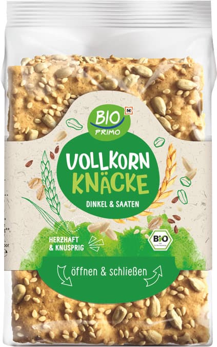 BIO PRIMO Bio Vollkorn Knäckebrot Dinkel & Saaten
