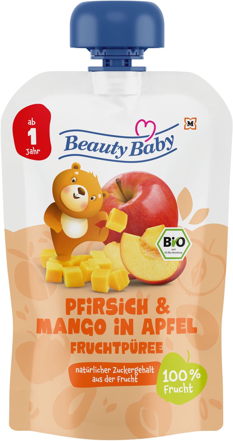 Beauty Baby Bio Quetschbeutel Pfirsich & Mango in Apfel