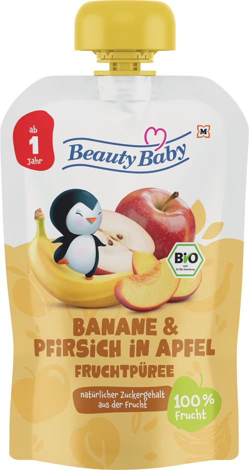 Beauty Baby Bio Quetschbeutel Banane & Pfirsich in Apfel