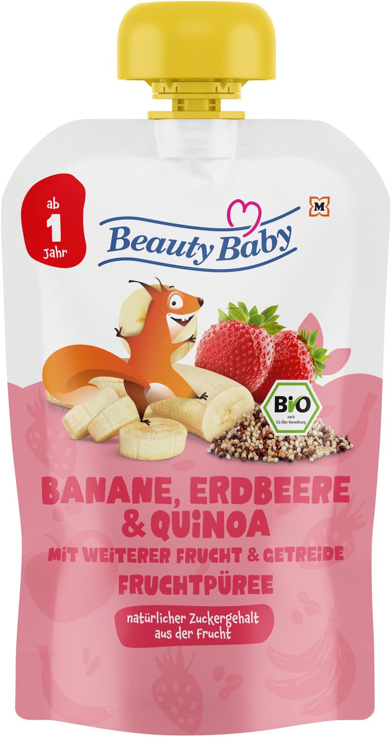 Beauty Baby Bio Quetschbeutel Banane, Erdbeere & Quinoa