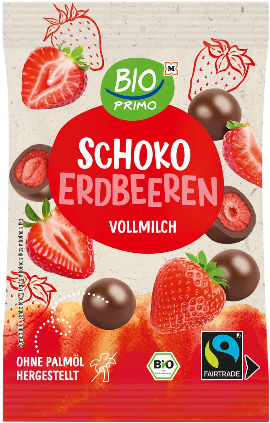 BIO PRIMO Bio Erdbeeren in Vollmilchschokolade