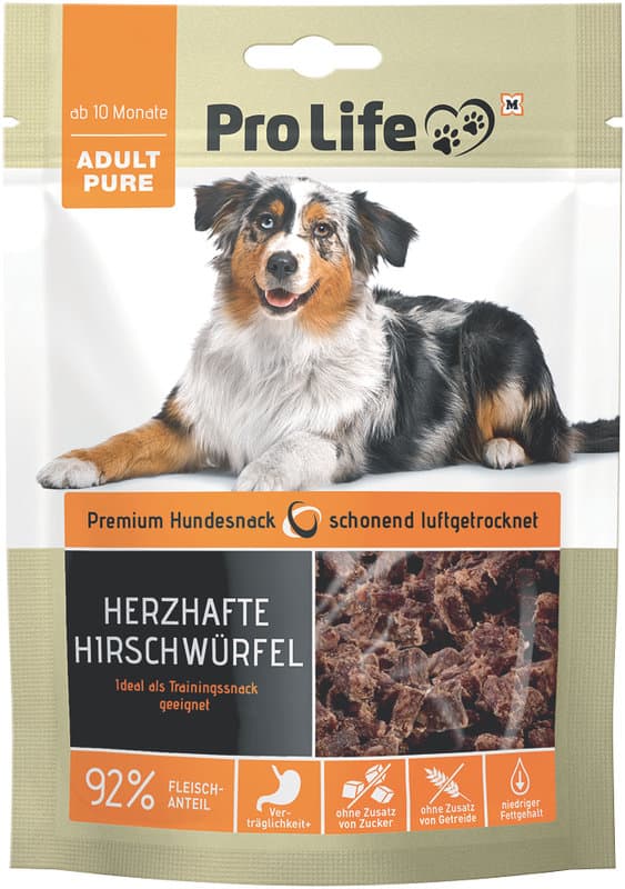 Pro Life Premium Hundesnack Herzhafte Hirschwürfel
