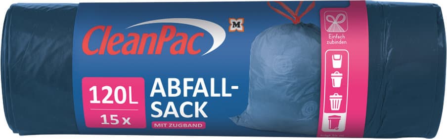 CleanPac Abfallsack mit Zugband 120 Liter