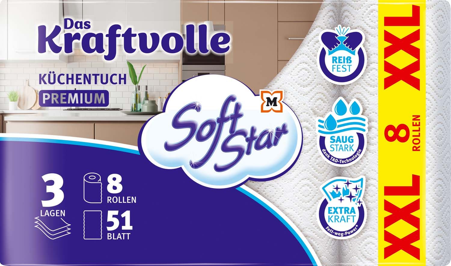 SoftStar Küchentücher Das Kraftvolle 3-lagig 8x51 Stück