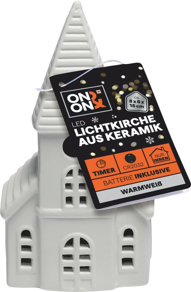 ON&ON LED-Lichtkirche aus Keramik