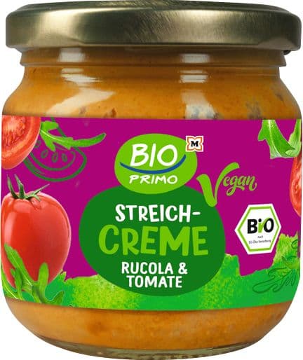 BIO PRIMO Bio Vegane Streichcreme Rucola und Tomate