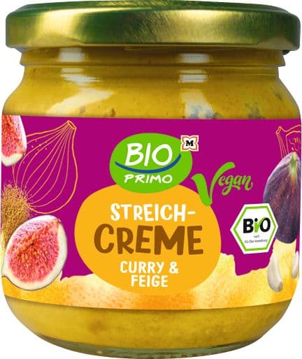 BIO PRIMO Bio Vegane Streichcreme Curry und Feige