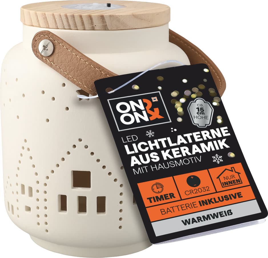 ON&ON LED-Lichtlaterne aus Keramik
