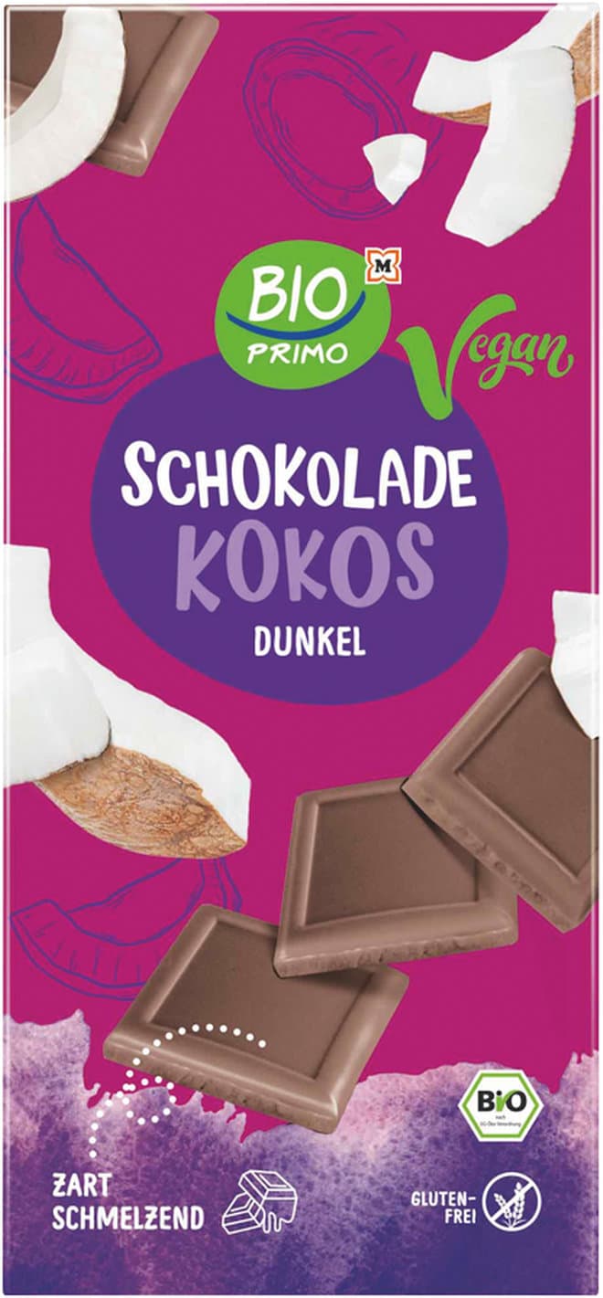 BIO PRIMO Bio Vegane Schokolade mit Kokos