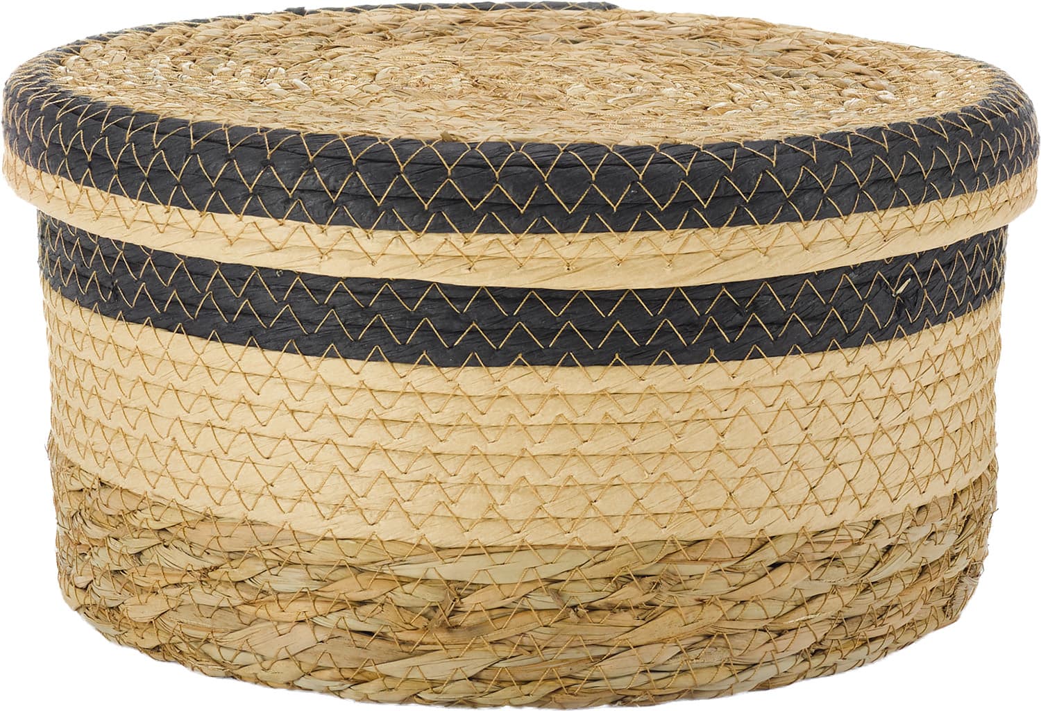 TRENDSHOP Strohkorb mit Deckel 28x15cm