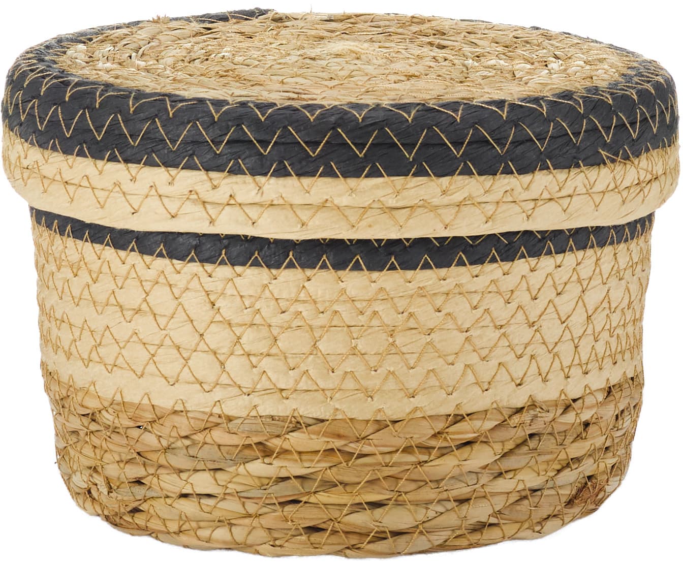 TRENDSHOP Strohkorb mit Deckel 18x11cm