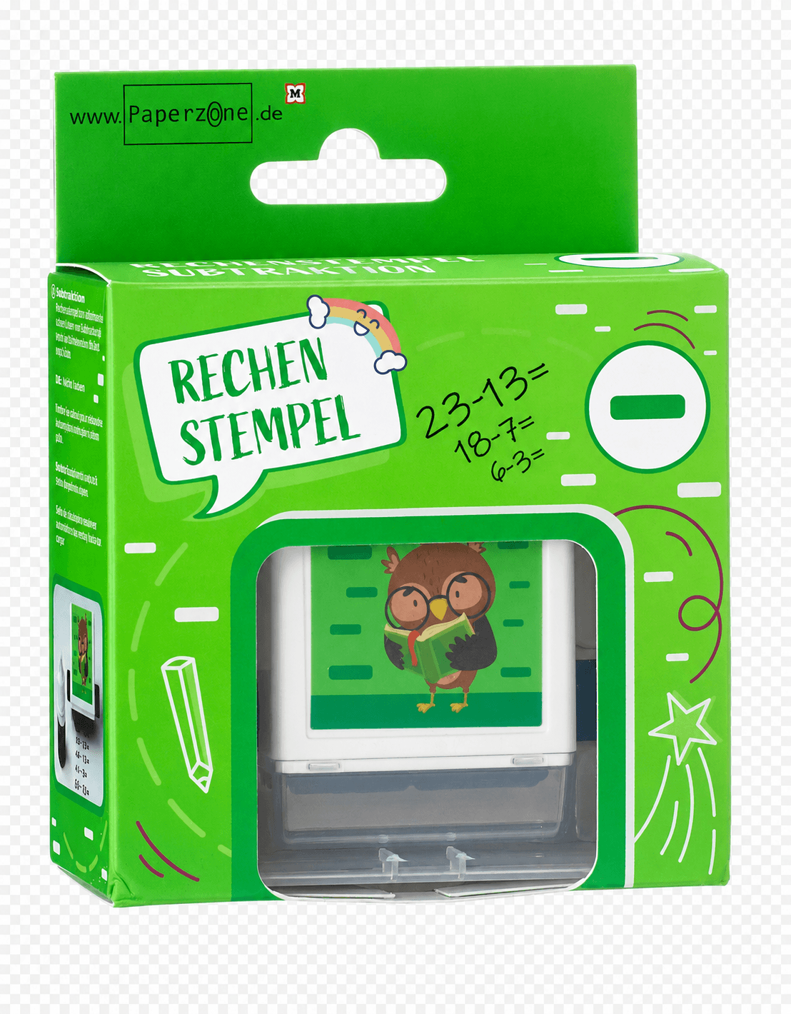PAPERZONE Rechenstempel Subtraktion 2 Rollen variabel einstellbar 3cm x 5cm x 4,5cm