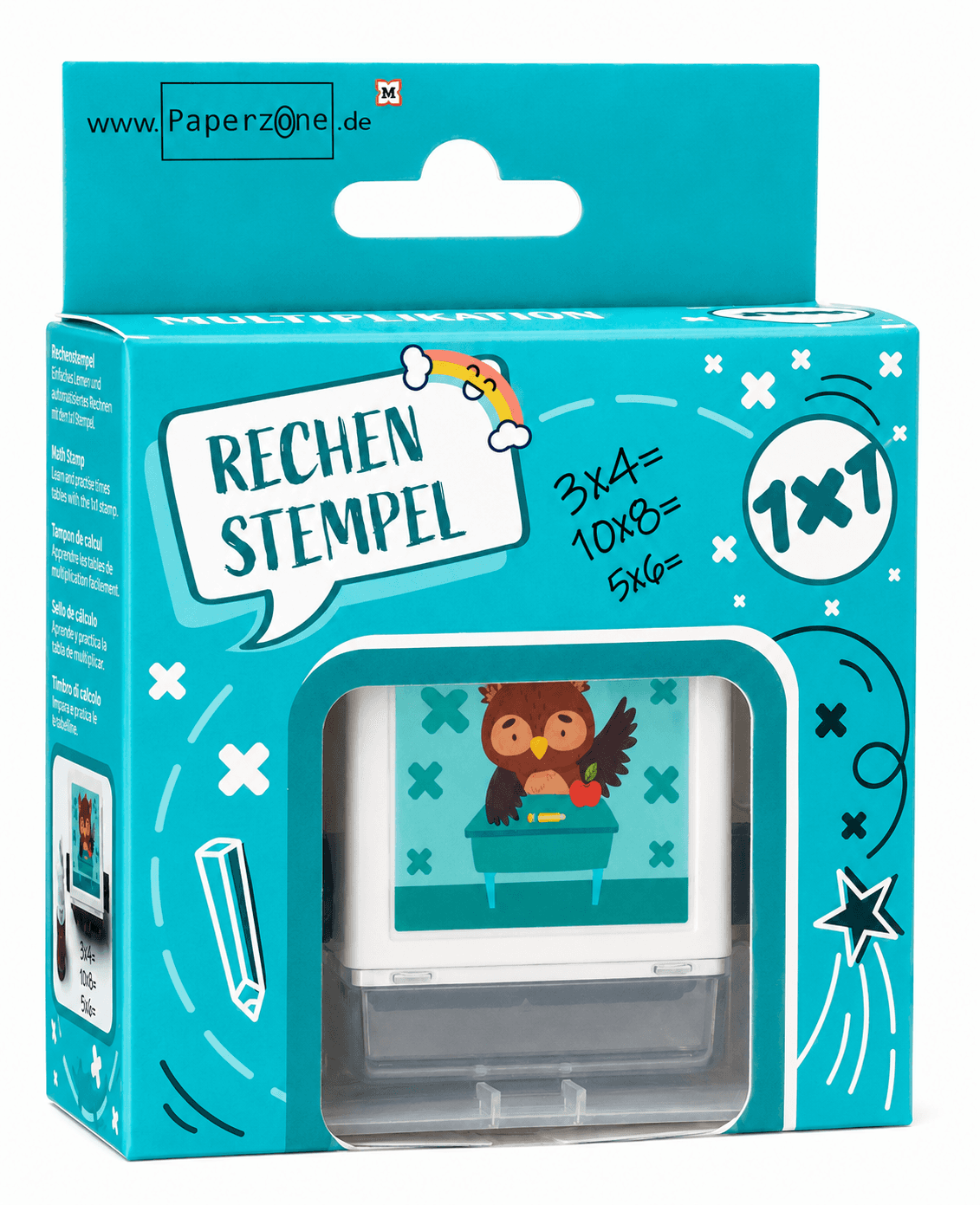 PAPERZONE Rechenstempel1x1 2 Rollen variabel einstellbar 3cm x 5cm x 4,5cm