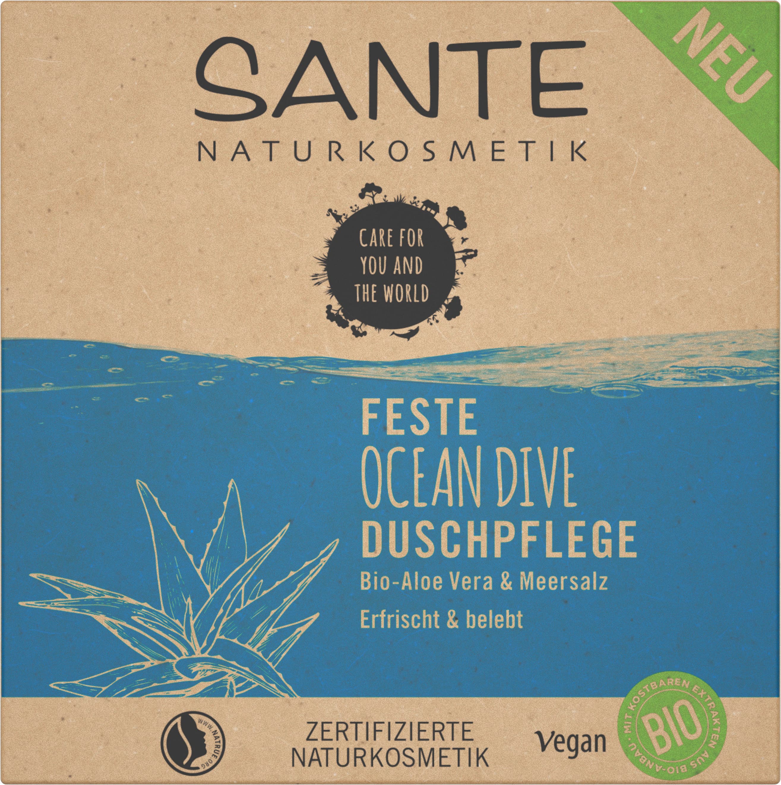 SANTE Feste OCEAN DIVE Duschpflege Bio-Aloe Vera & Meersalz