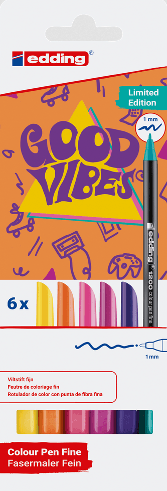 edding 1200 Fasermaler fein sortiert 6St Set Good Vibes