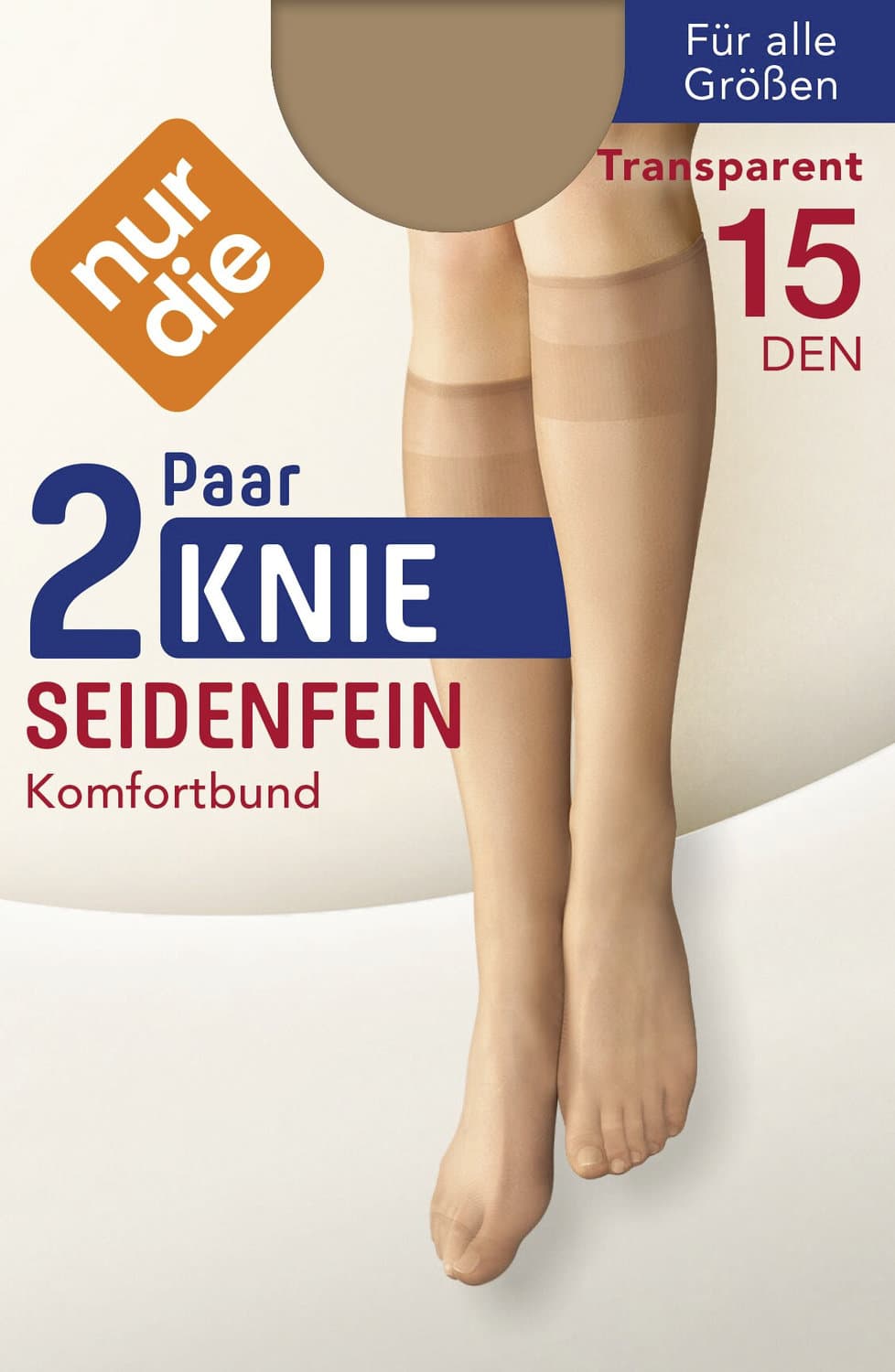 NUR DIE Damen Kniestrümpfe Seidenfein 15 DEN 2er Pack