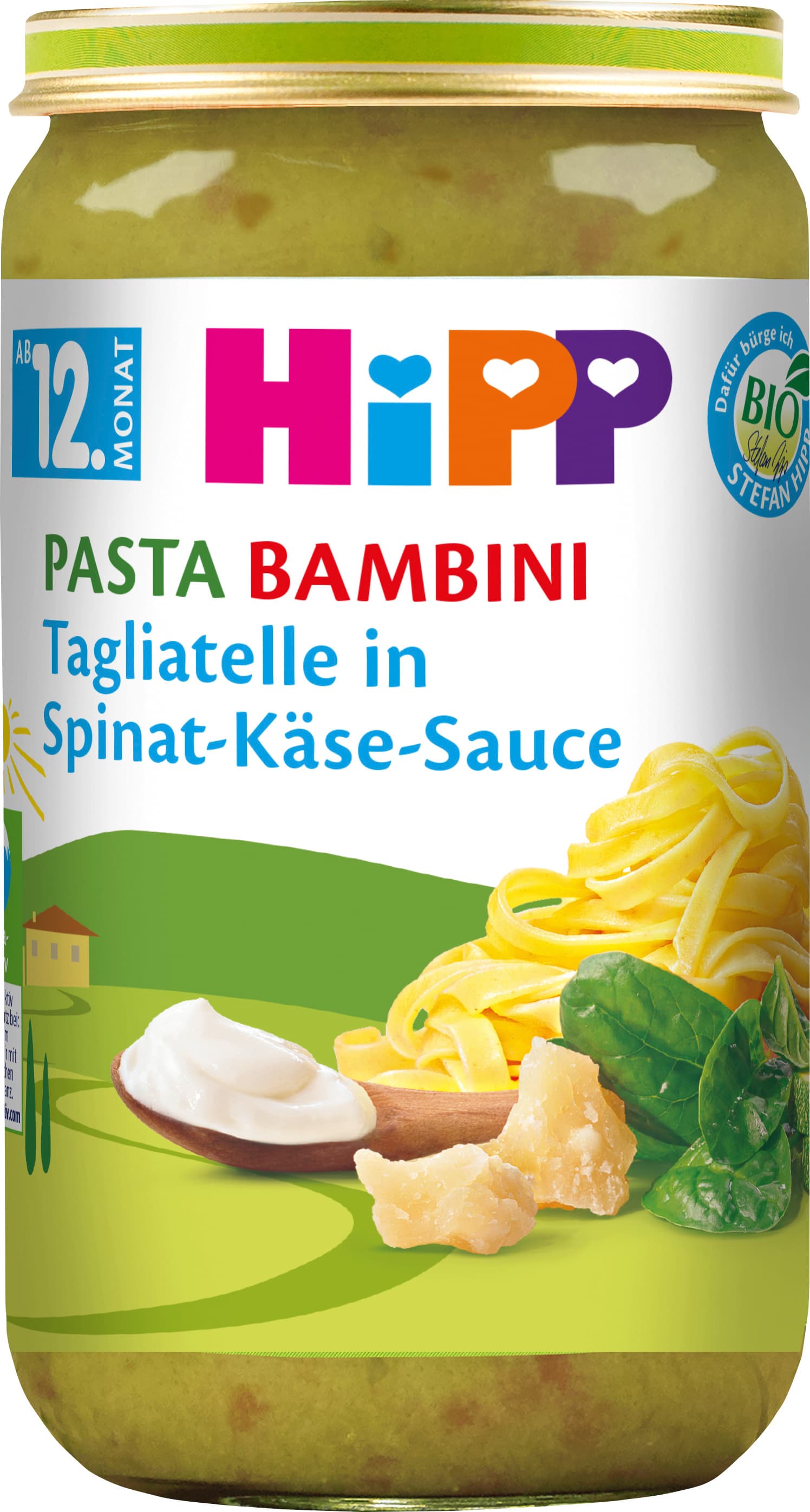 HiPP Menüs: Pasta Bambini - Tagliatelle in Spinat-Käse-Sauce