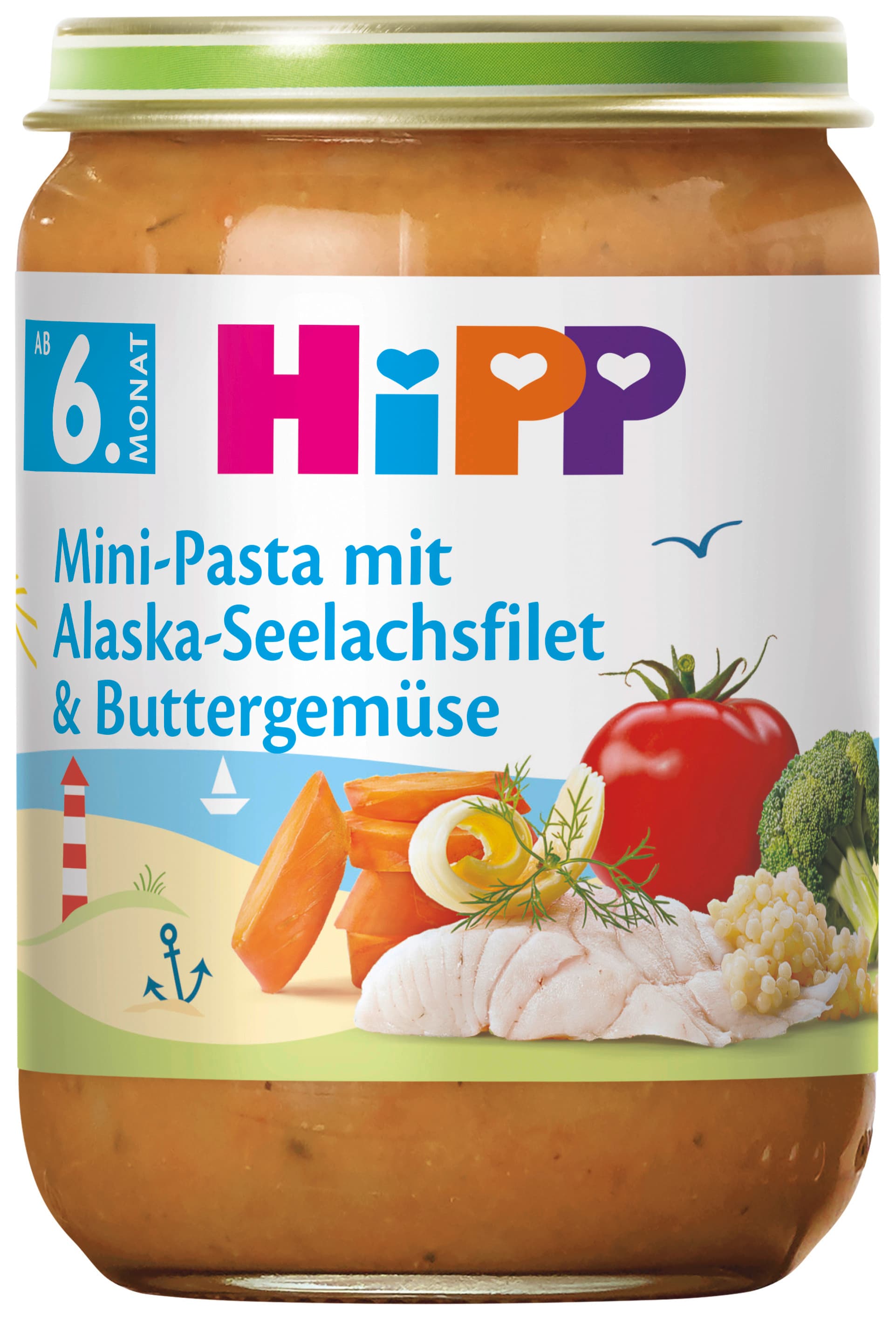 HiPP Bio Menüs Mini-Pasta mit Alaska-Seelachsfilet und Buttergemüse