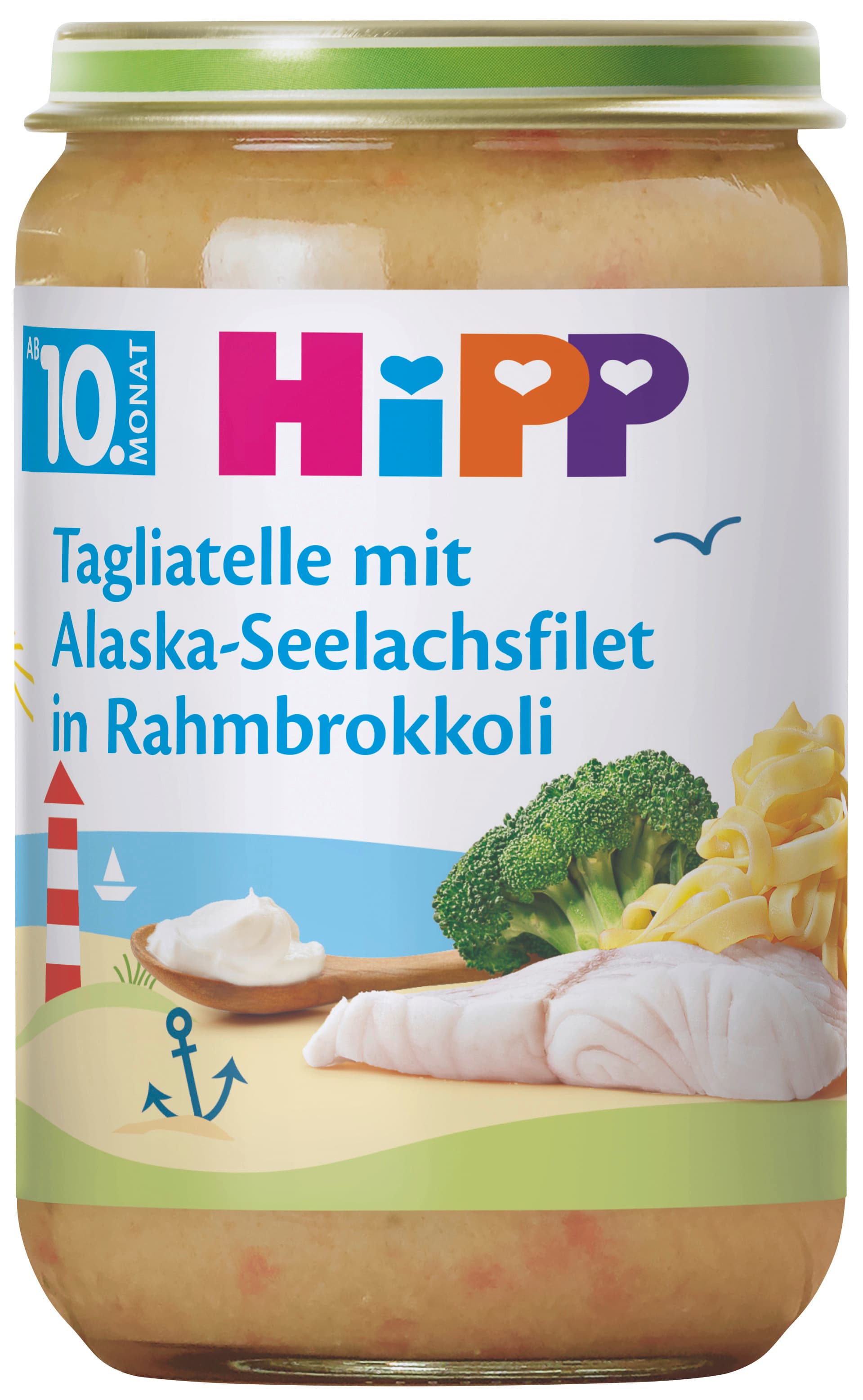 HiPP Menüs 220g: Tagliatelle mit Alaska-Seelachsfilet in Rahmbrokkoli