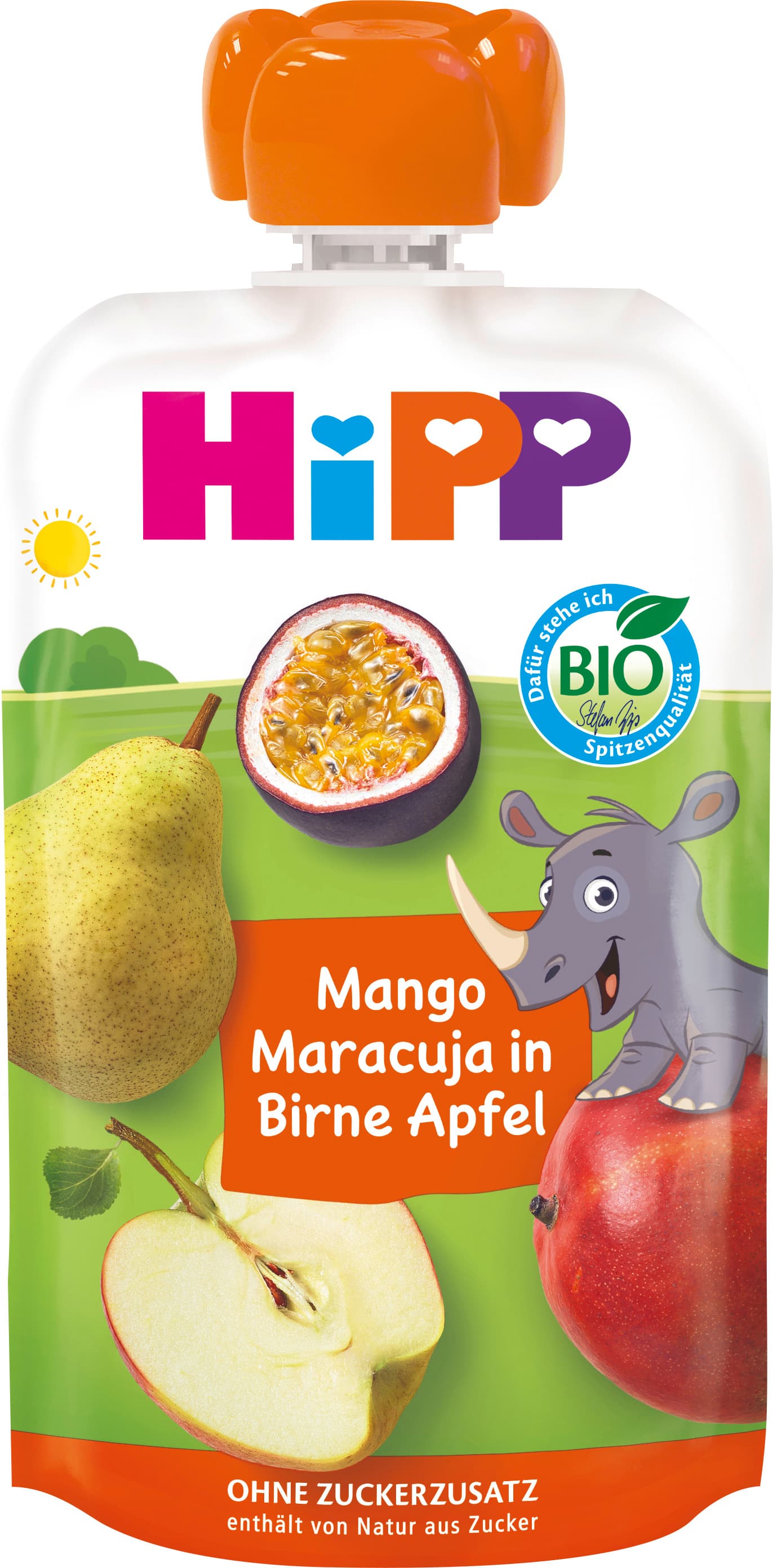 HiPP HiPPiS im Quetschbeutel: Mango-Maracuja in Birne-Apfel ohne Zuckerzusatz