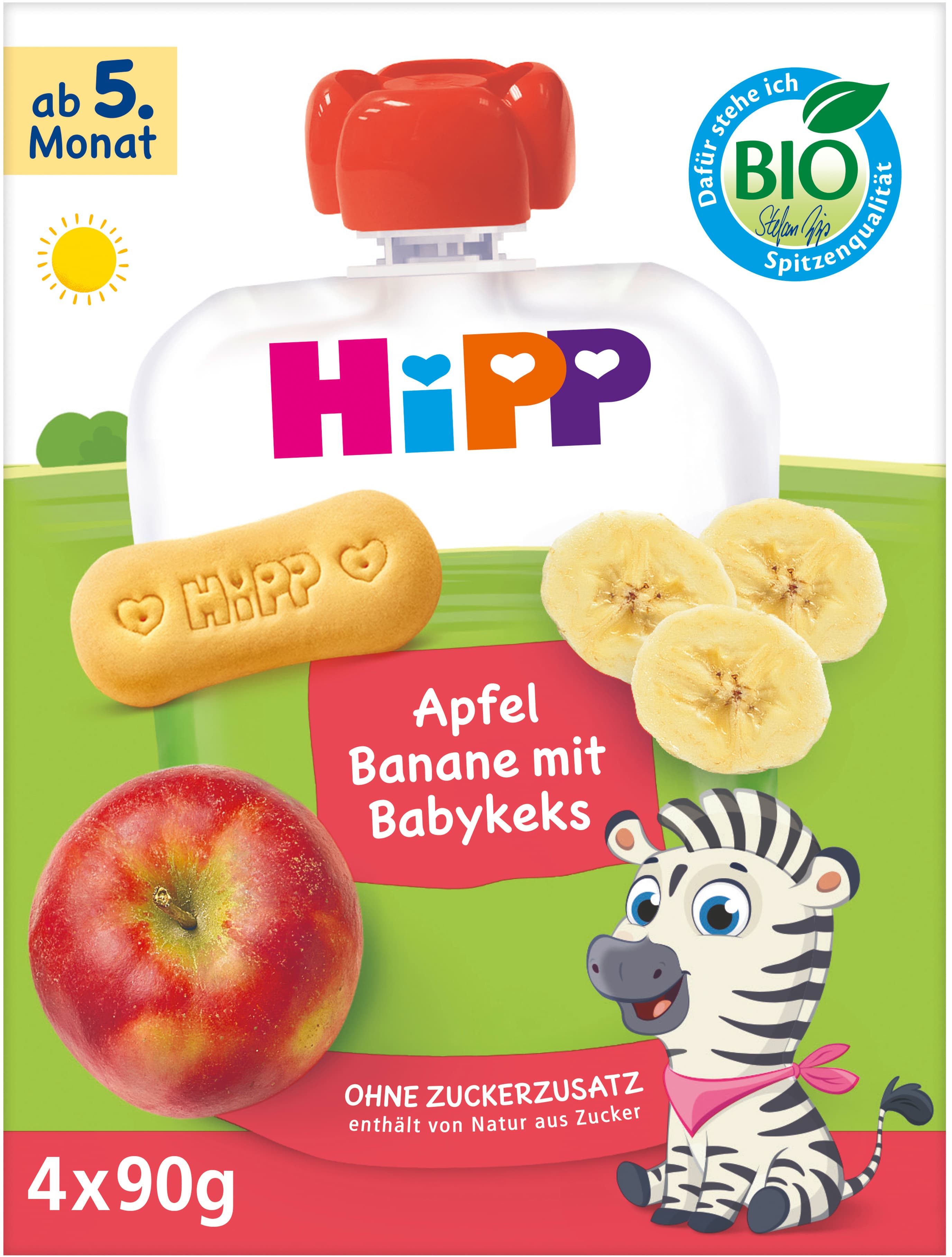 Hipp Quetschbeutel Apfel Banane mit Babykeks
