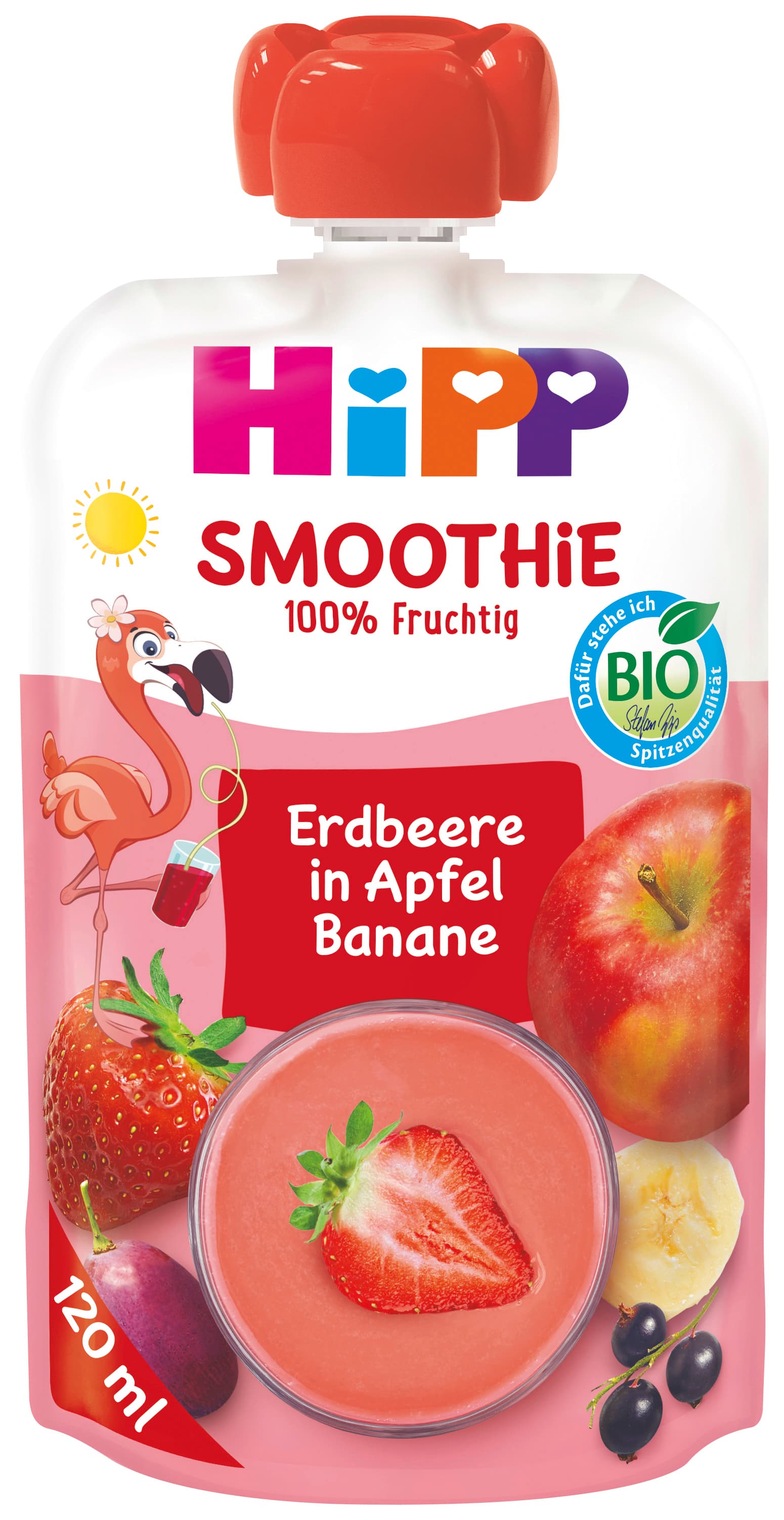 HiPP Bio für Kinder Smoothie Erdbeere in Apfel Banane - Flora Flamingo