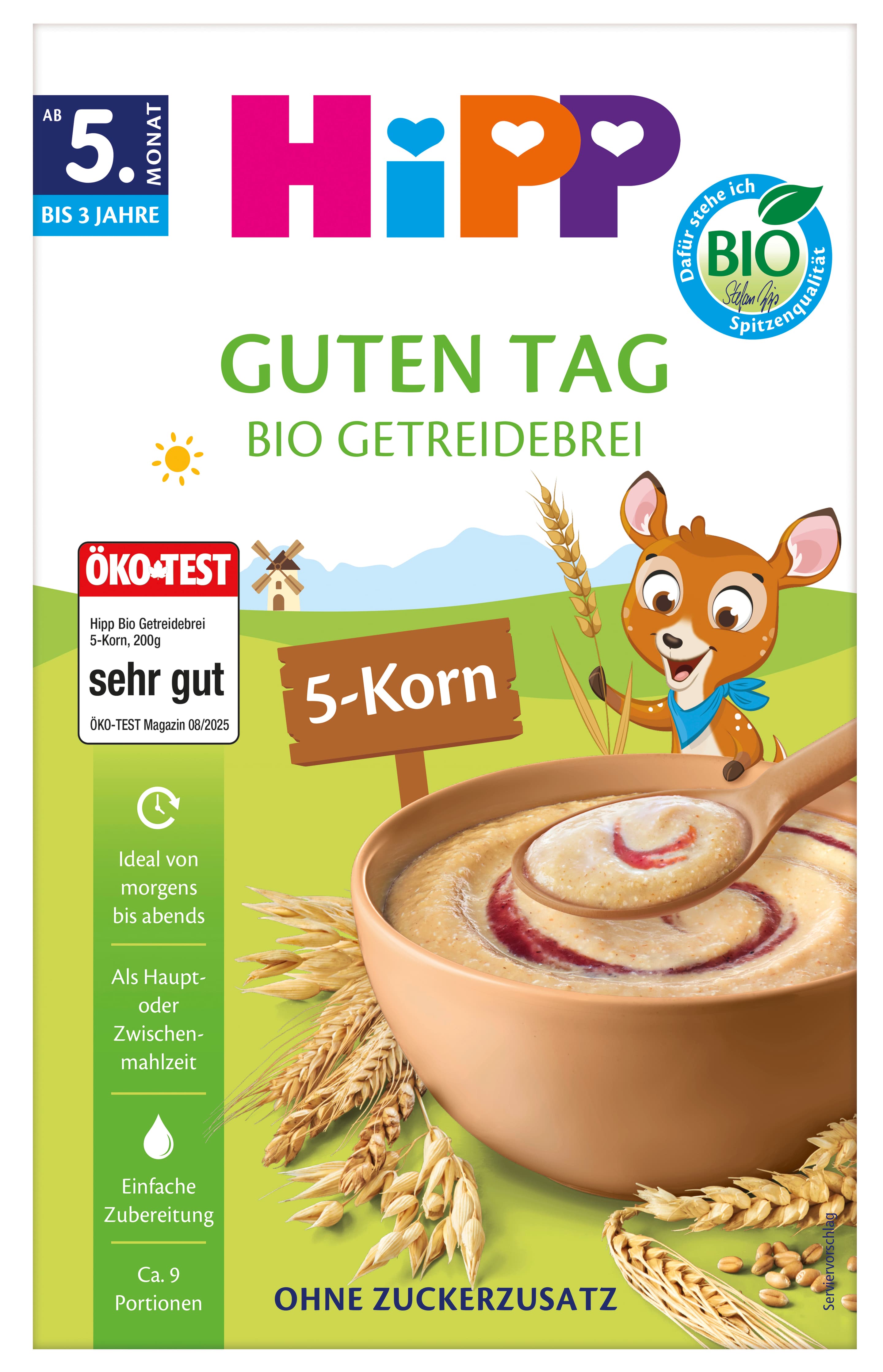 HiPP Bio-Getreidebrei 5-Korn ohne Zuckerzusatz