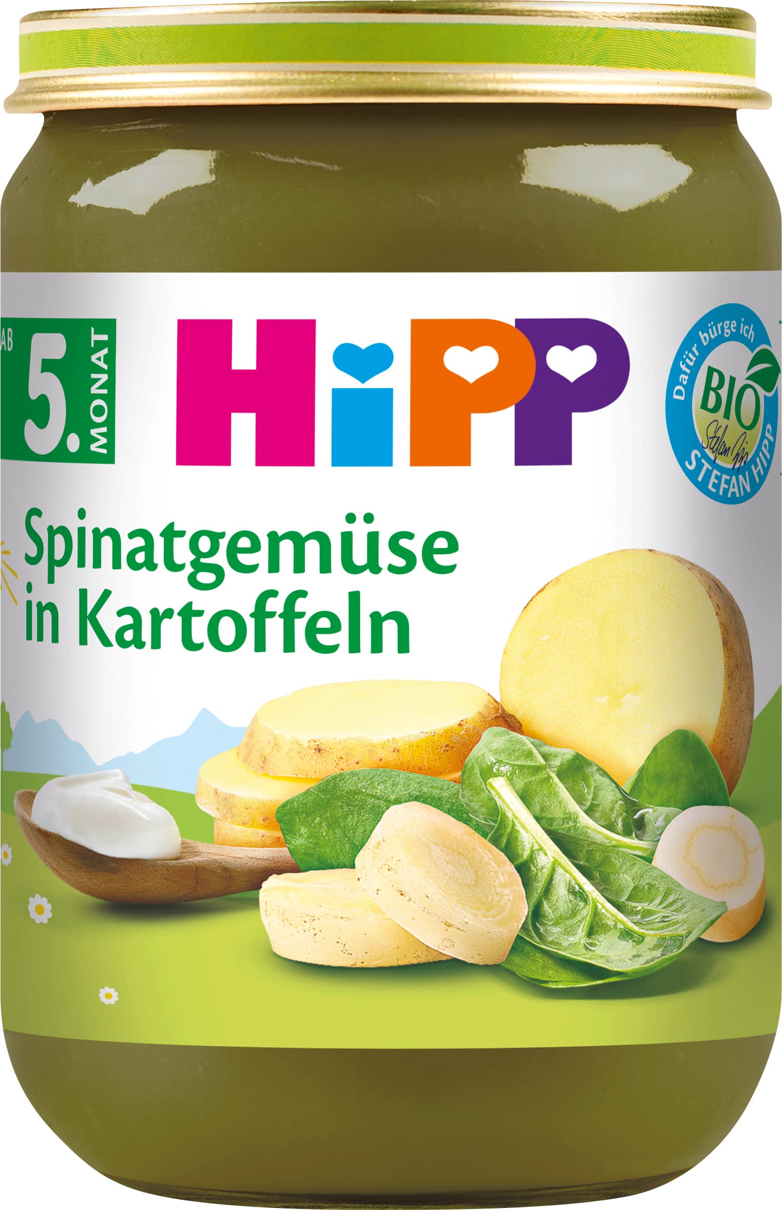 HiPP Bio Spinatgemüse in Kartoffeln