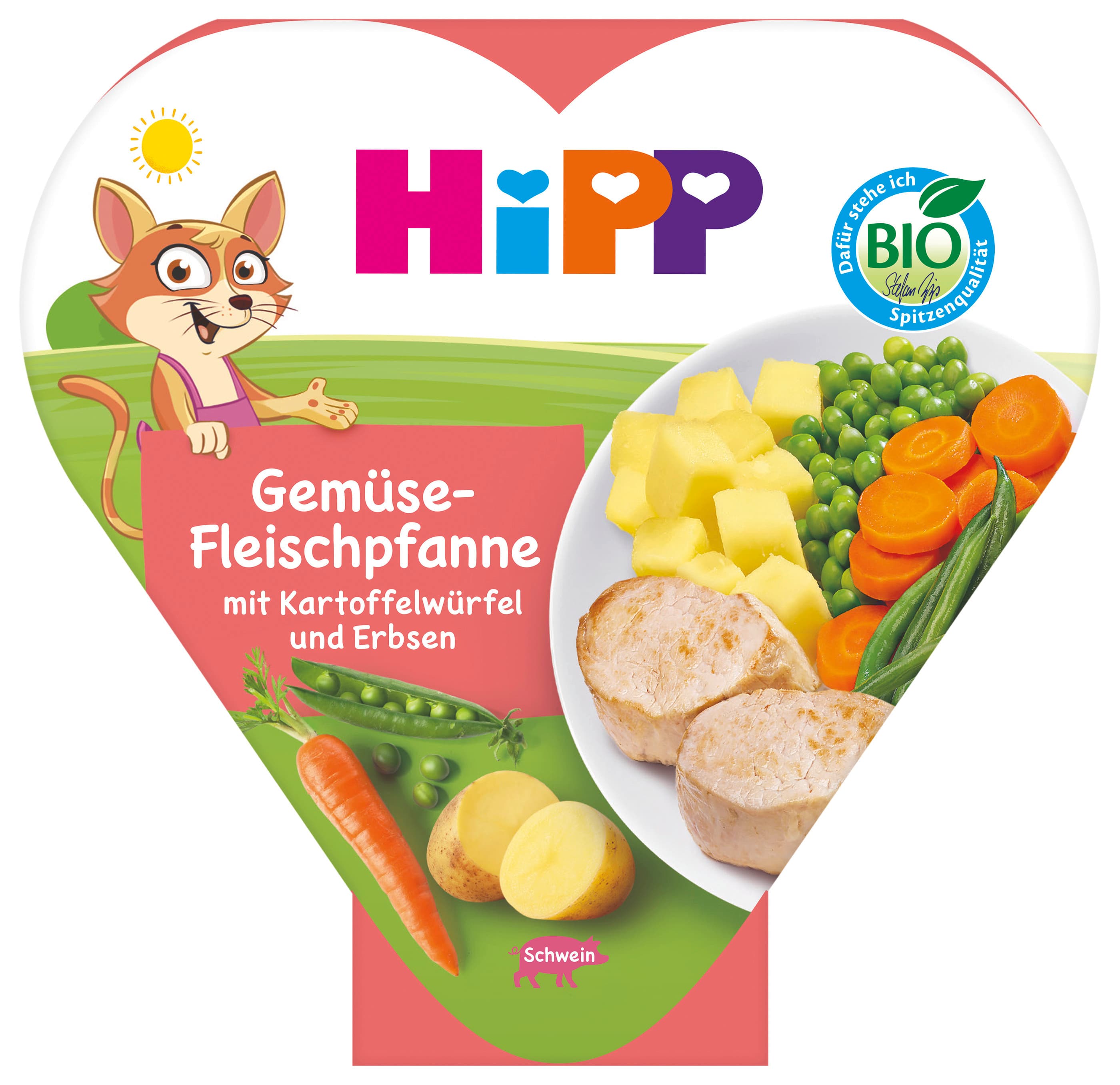 HiPP Bio Gemüse-Fleischpfanne mit Kartoffelwürfel und Erbsen