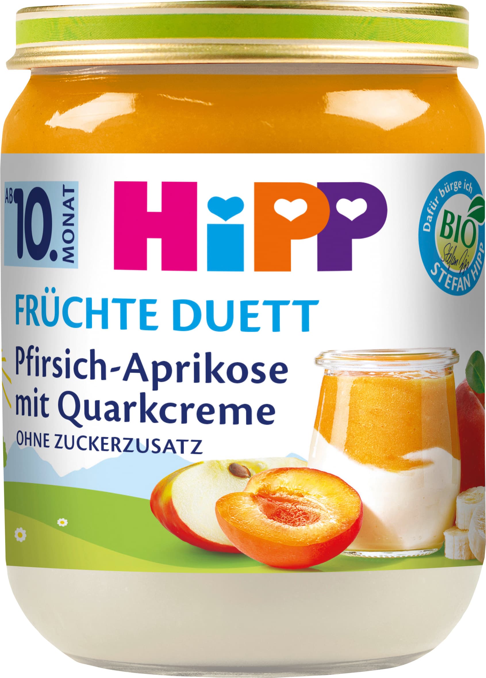 HiPP Bio Früchte-Duett Pfirsich-Aprikose mit Quarkcreme