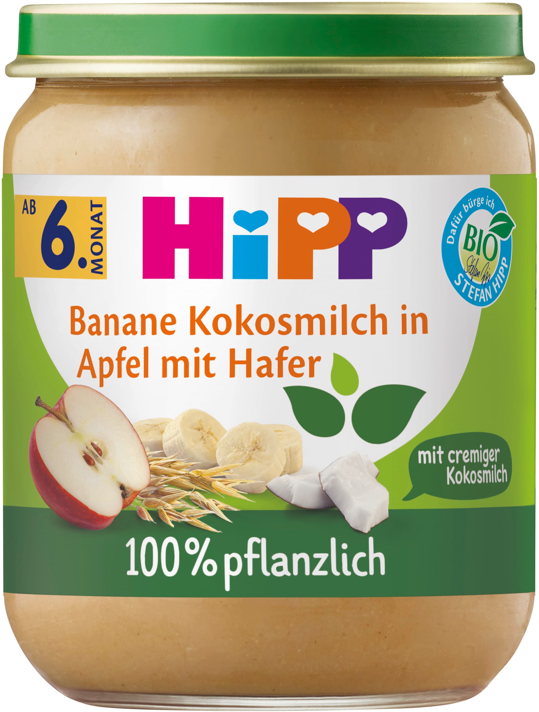 HiPP 100% pflanzlich: Banane Kokosmilch in Apfel mit Hafer