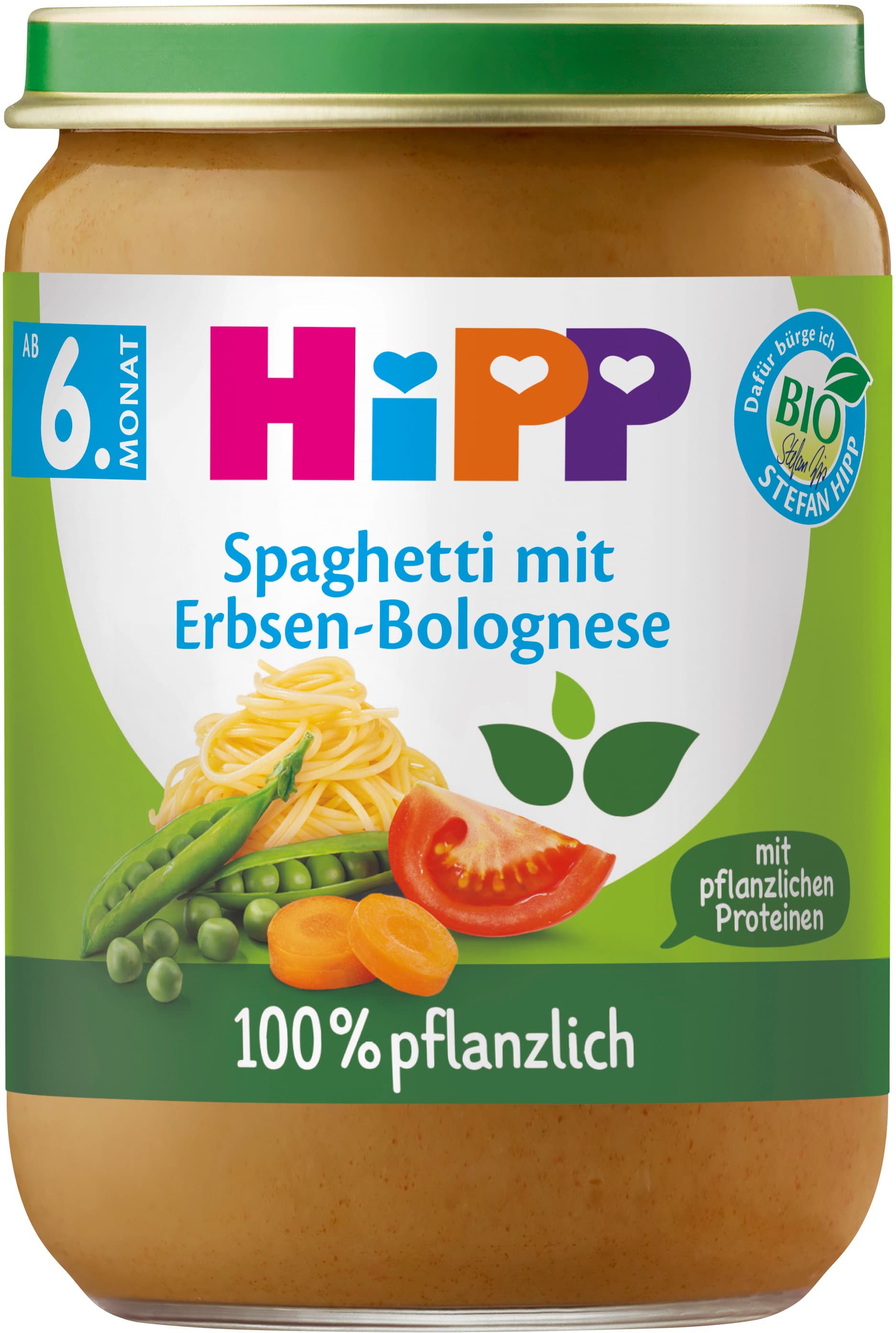 HiPP 100% pflanzlich: Spaghetti mit Erbsen-Bolognese