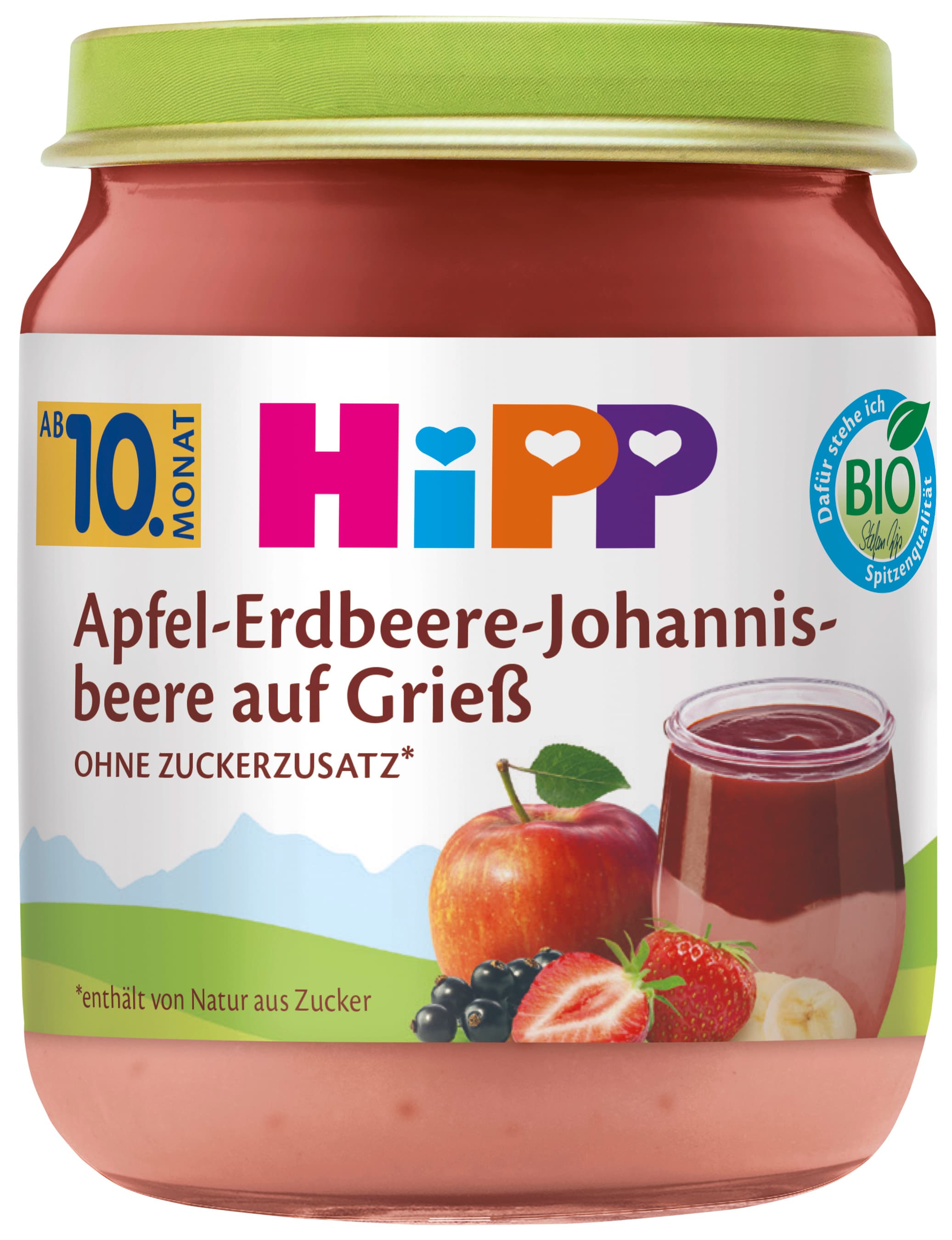 HiPP Bio jablko-jahoda-čierna ríbezľa na krupici