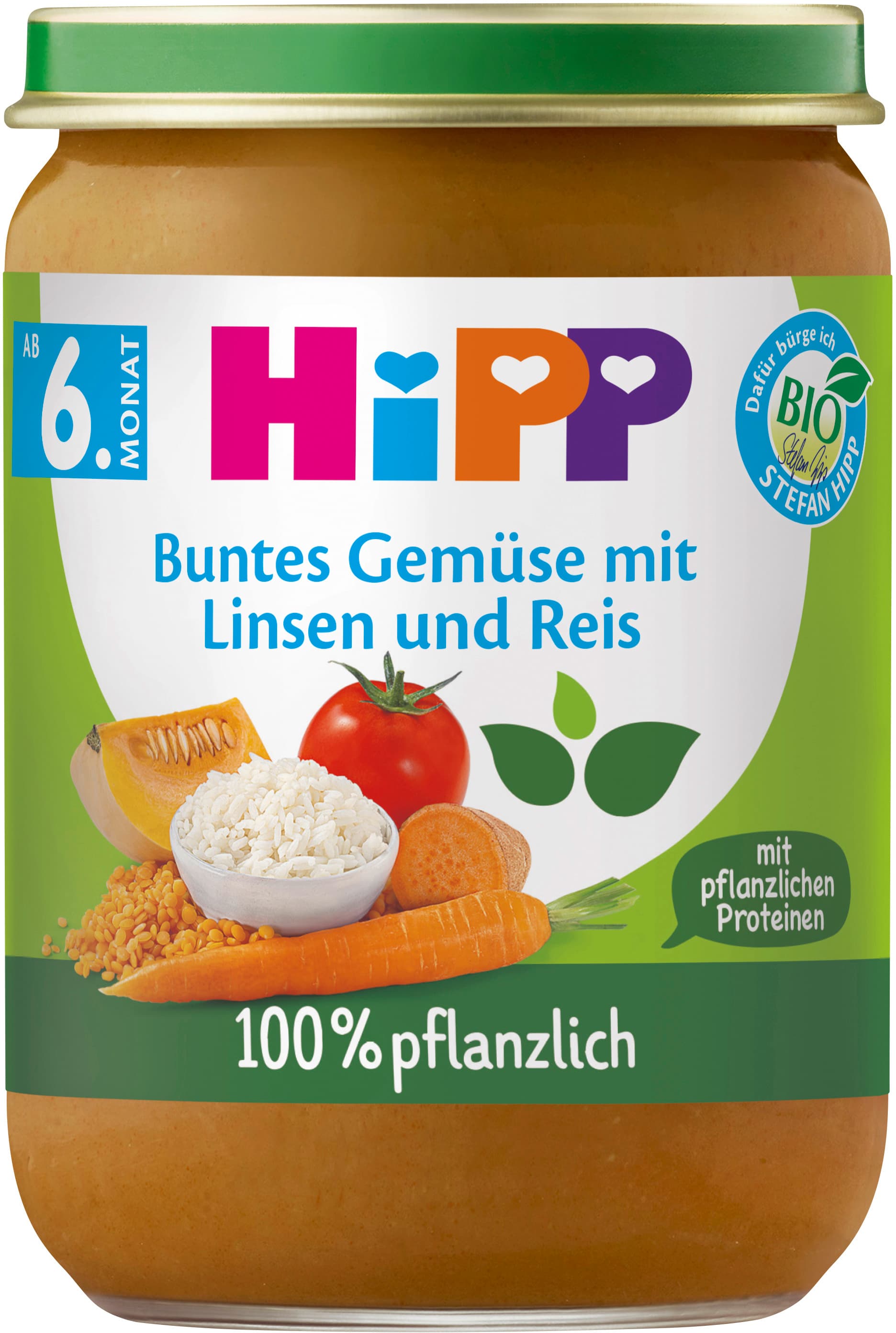 Hipp Buntes Gemüse mit Linsen und Reis 100% pflanzlich