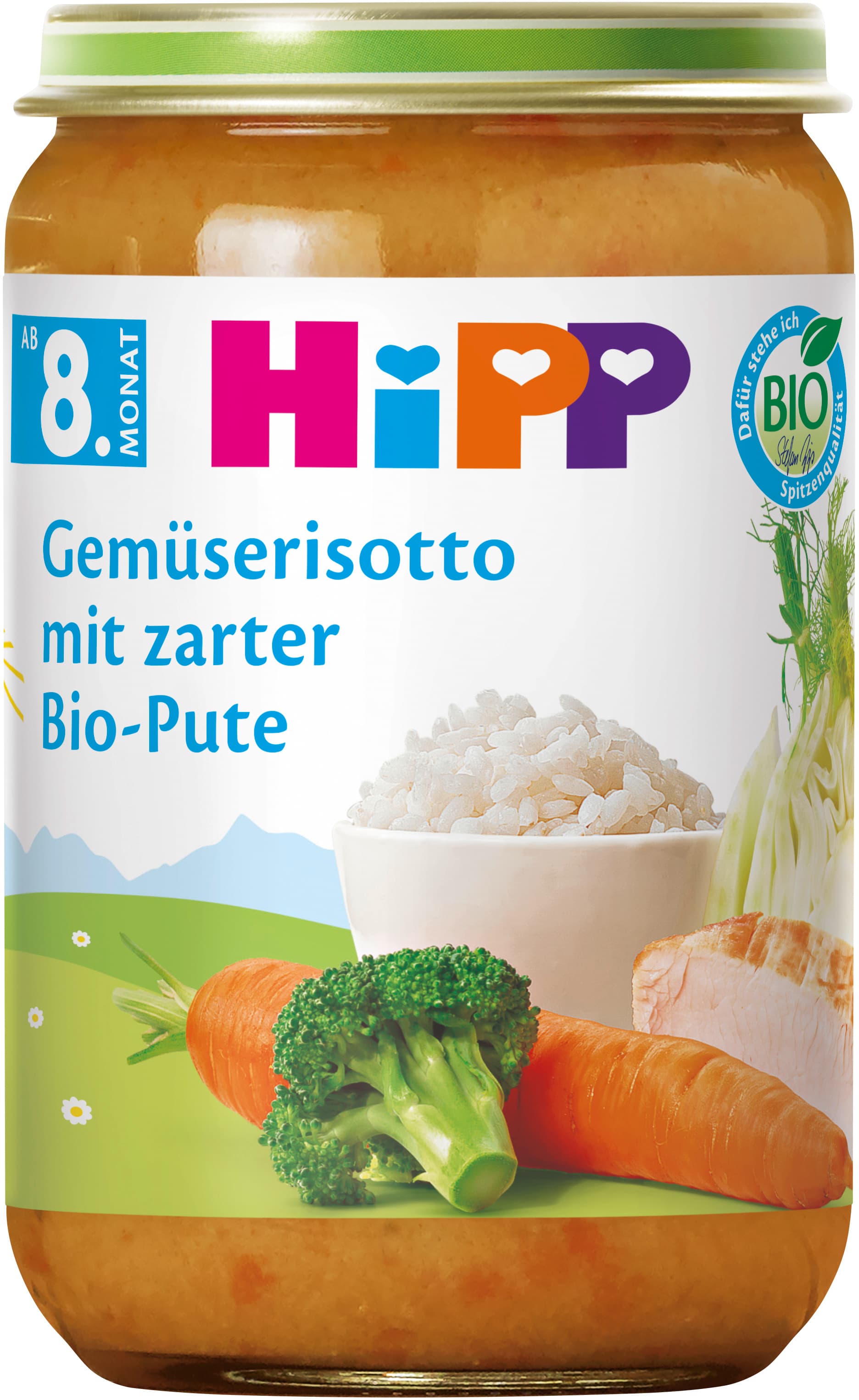HiPP Bio Menüs ab 8. Monat Gemüserisotto mit zarter Bio-Pute