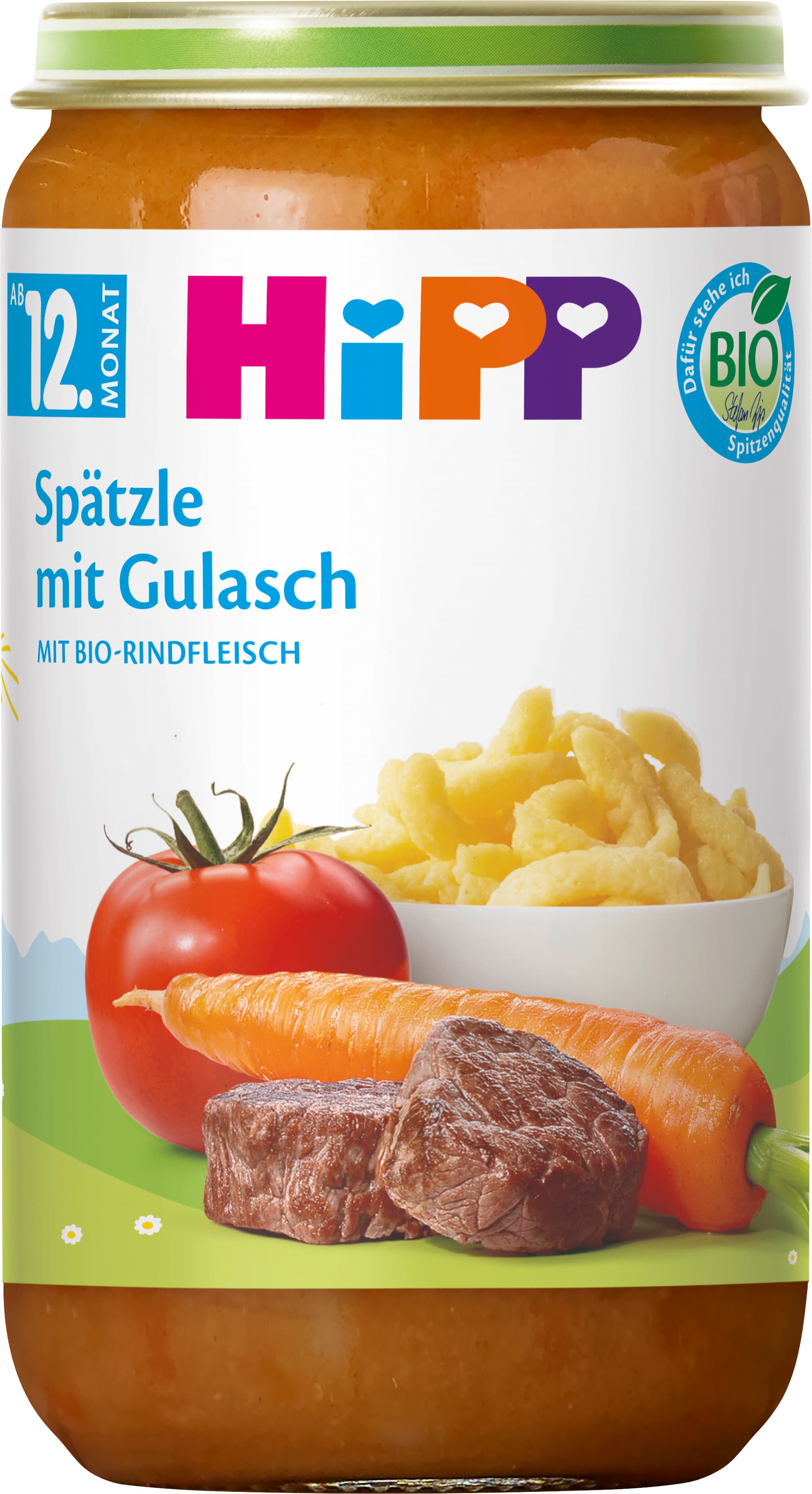 HiPP Bio Menüs Spätzle mit Gulasch