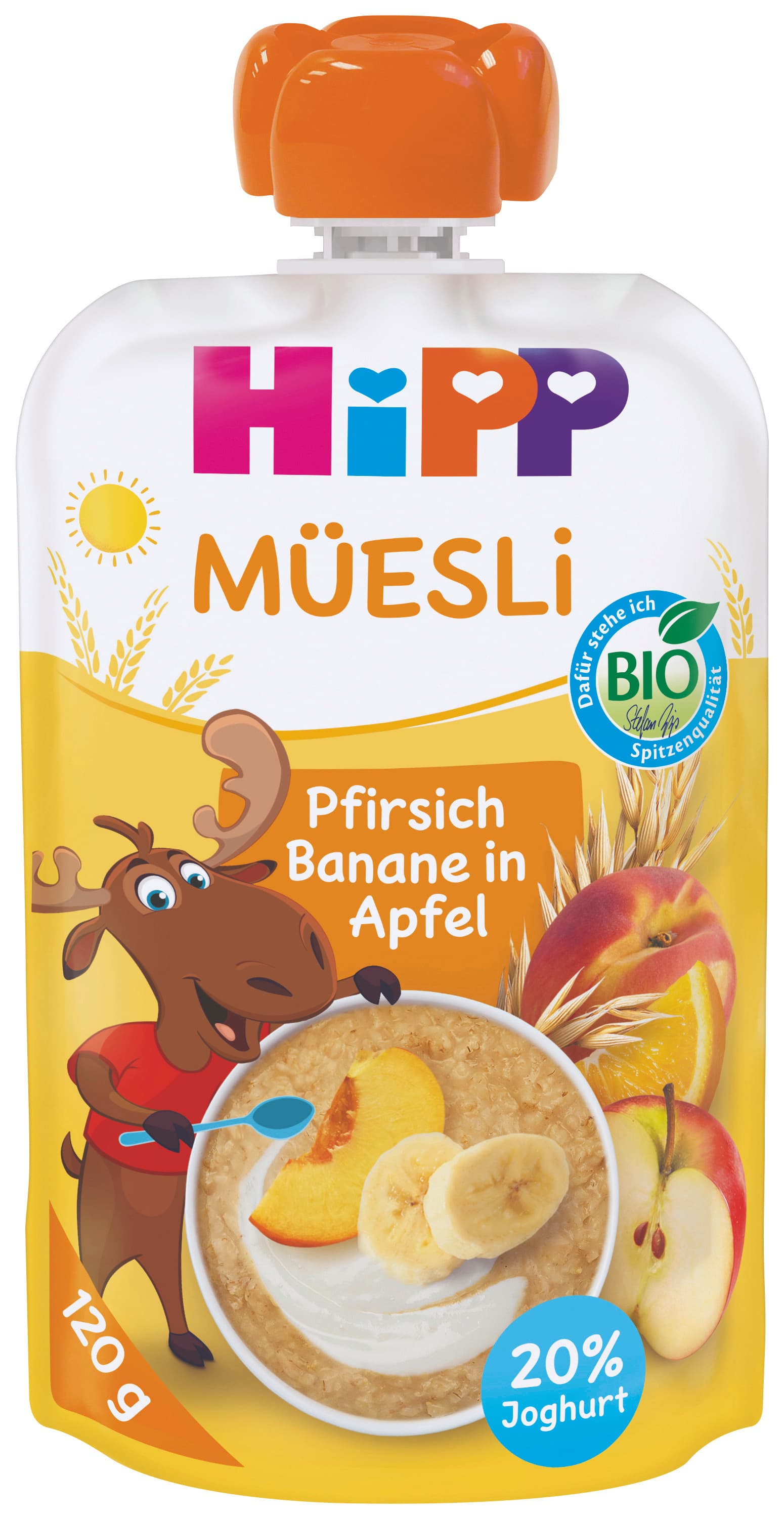 HiPP Bio Müesli Pfirsich Banane in Apfel mit Joghurt, Quetschie