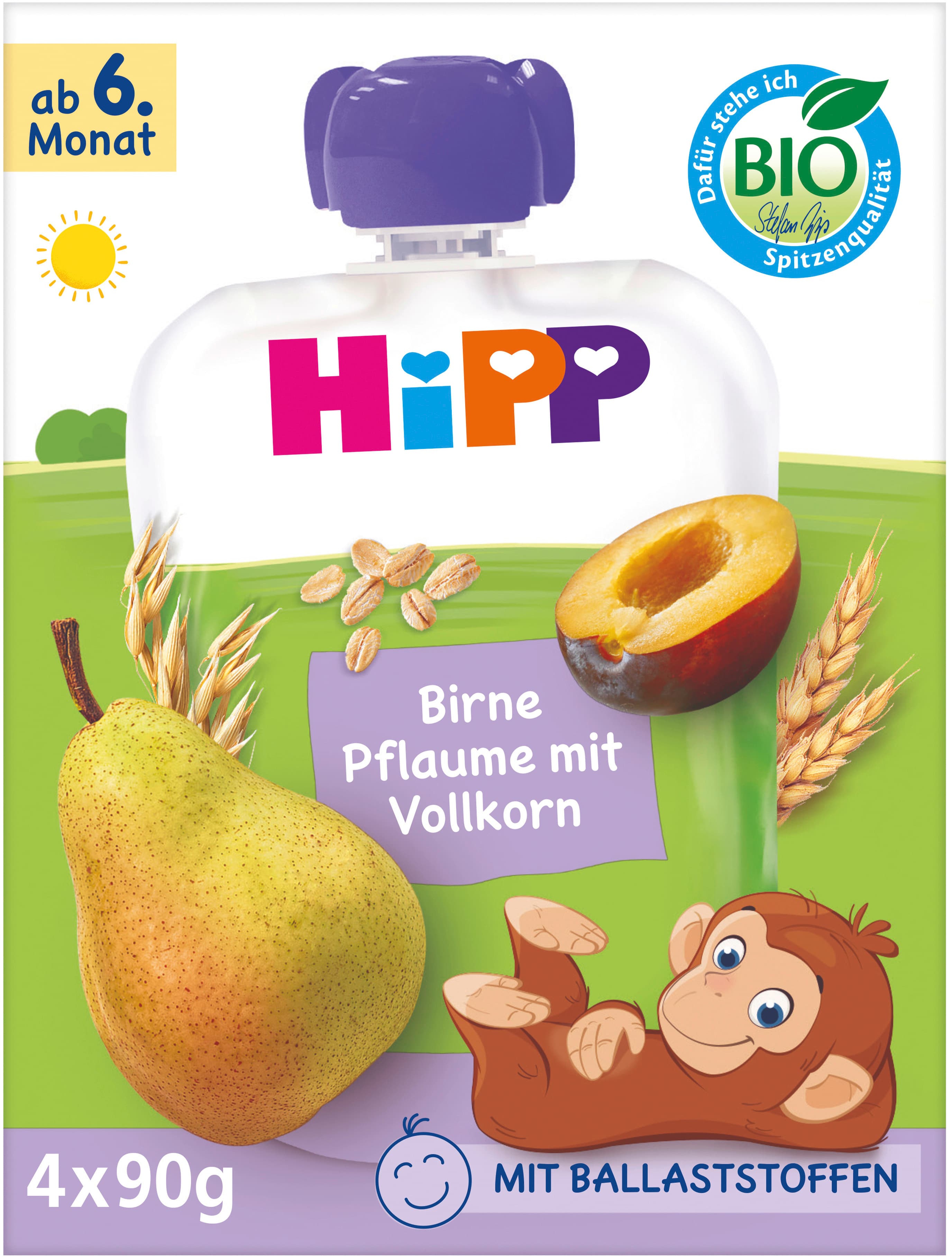 HiPP Bio Birne Pflaume mit Vollkorn, Quetschie