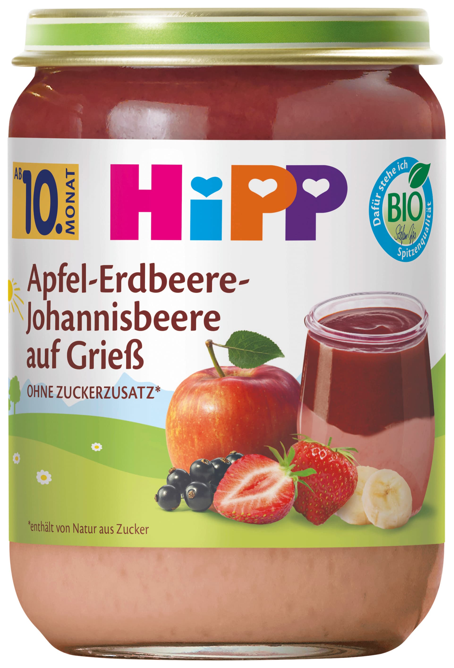 HiPP Apfel-Erdbeere-Johannisbeere auf Grieß, ab 10. Monat