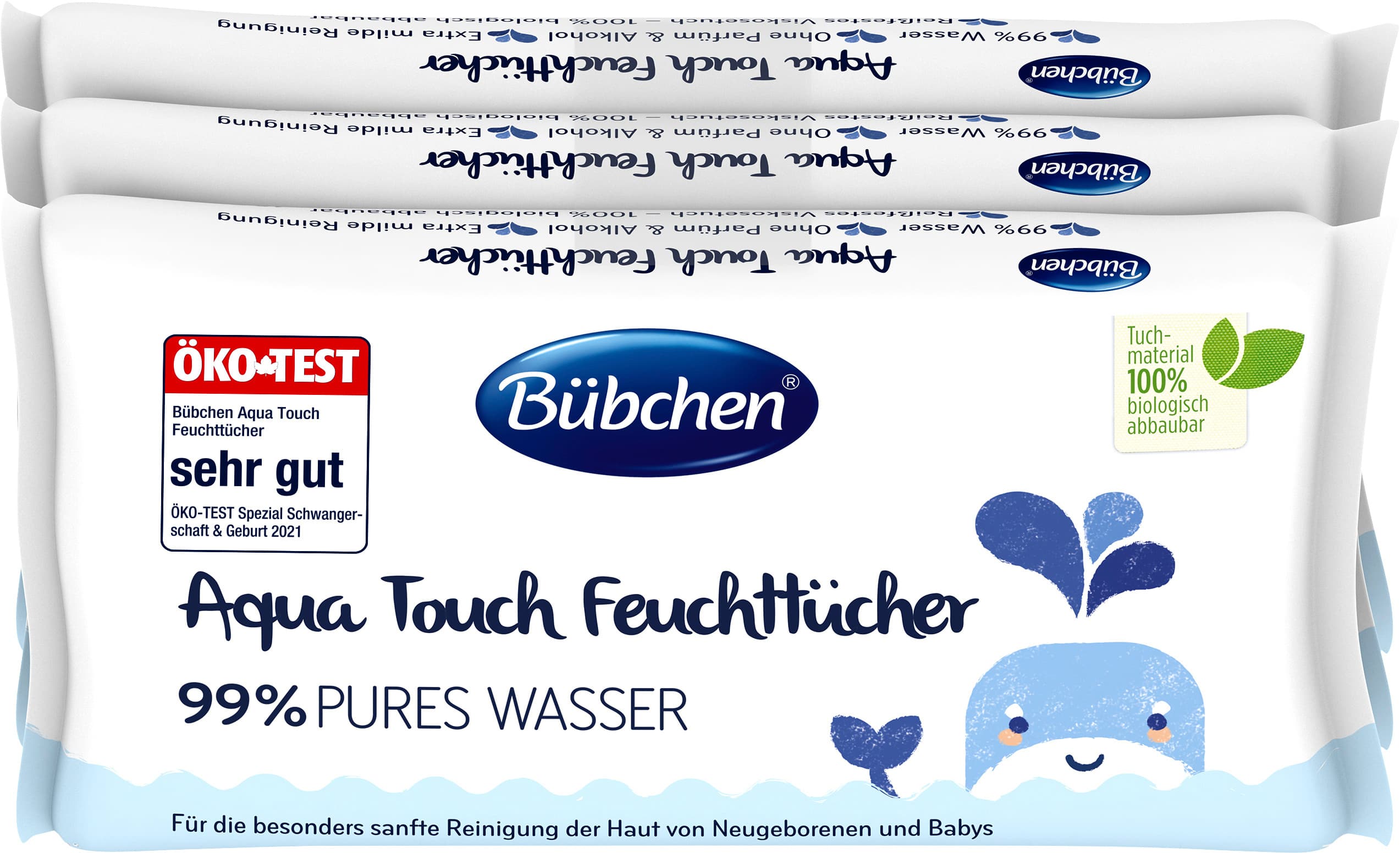 BÜBCHEN Aqua Touch Feuchttücher Multipack 3x48 Stück