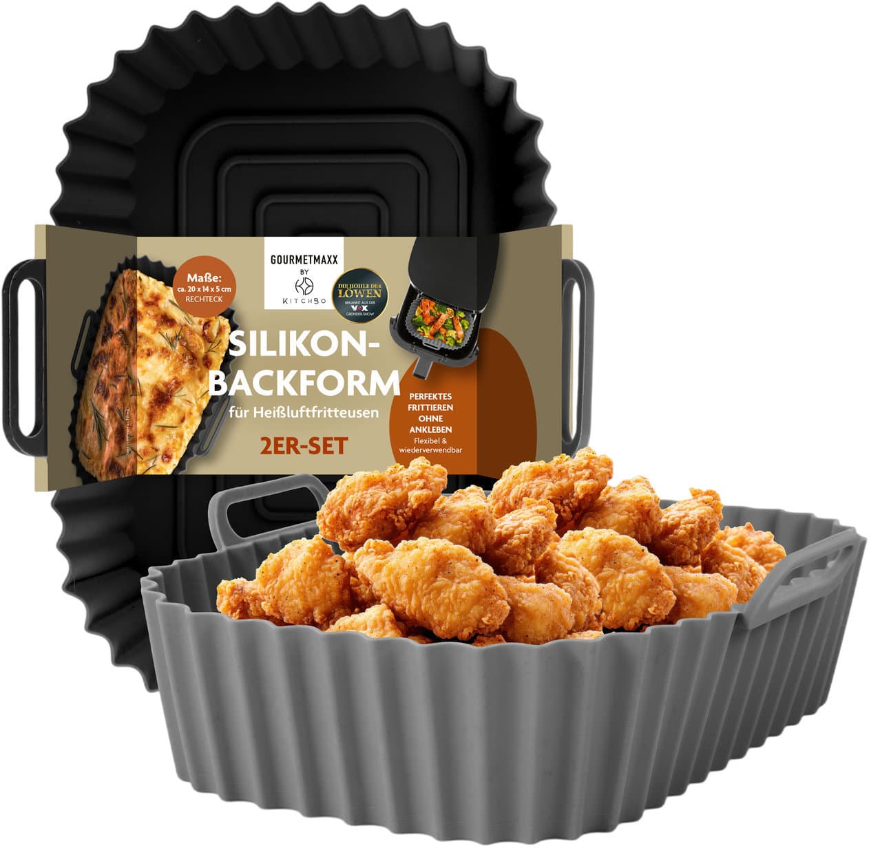 KITCHBO Heißluftfritteusen Silikonform 2er Pack
