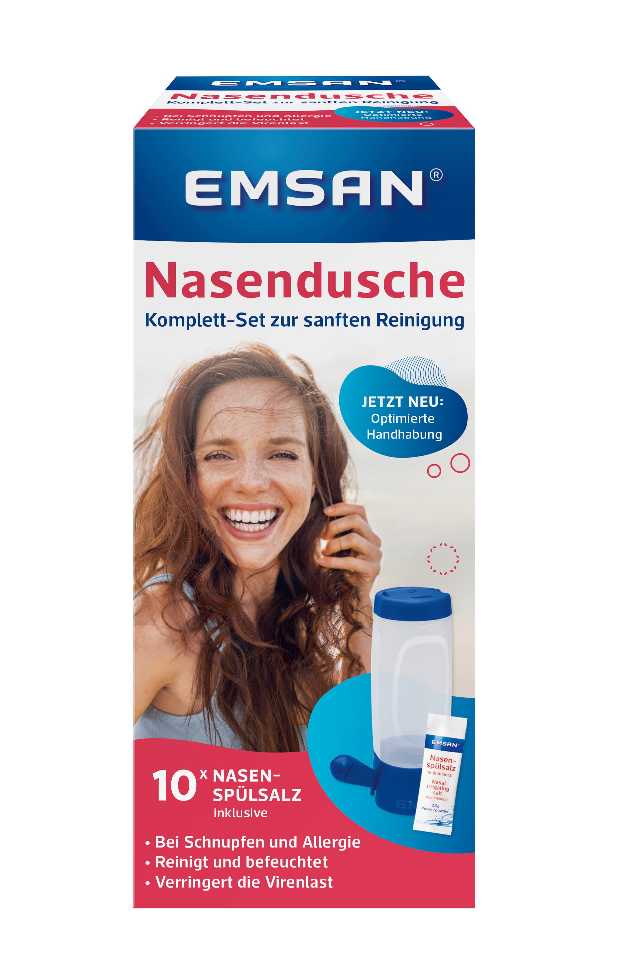 Emsan Nasendusche Komplett-Set + 10 Beutel Nasenspülsalz